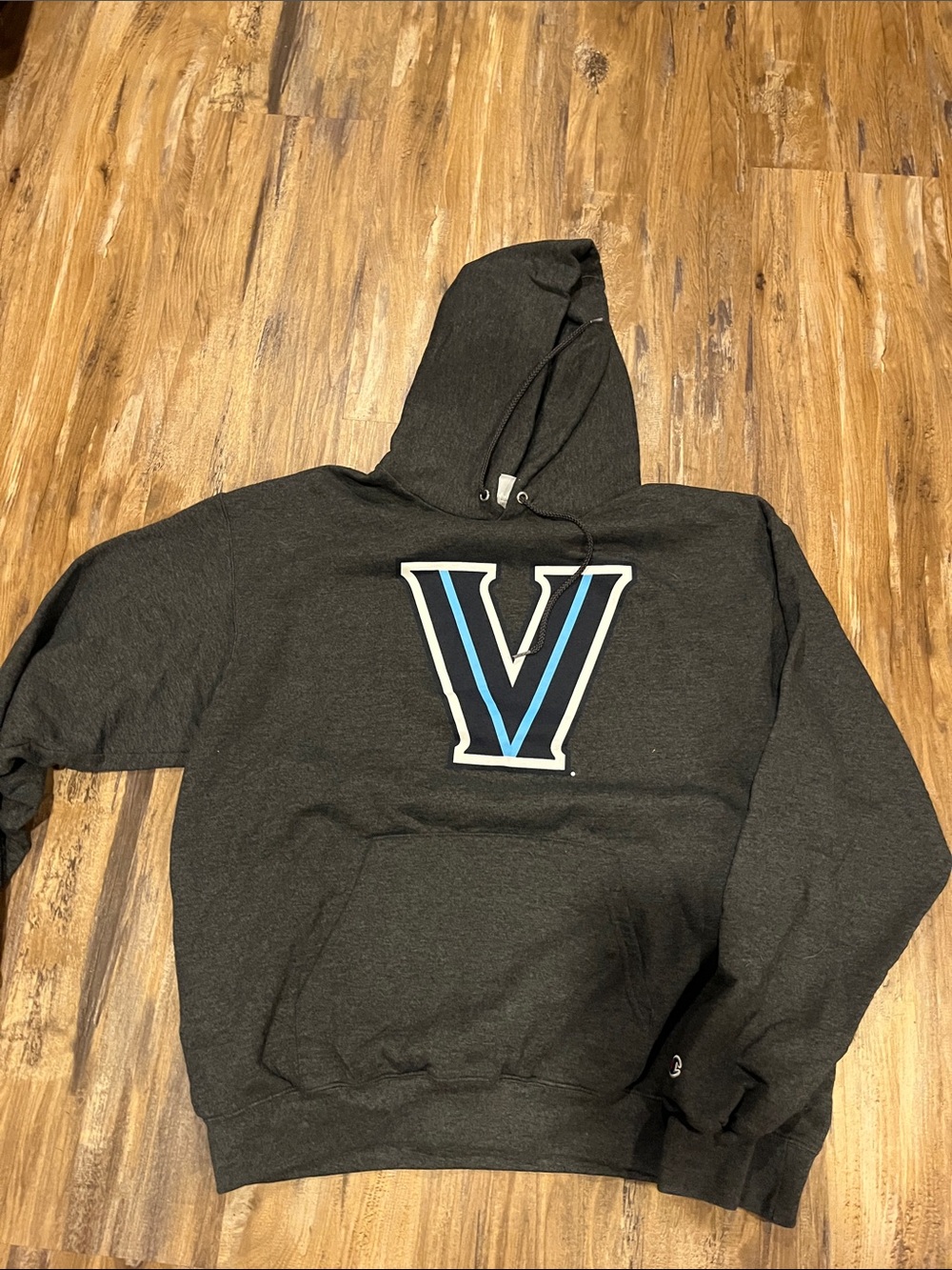 Champion Villanova Charcoal Gray Hoodie with Blue V Logo